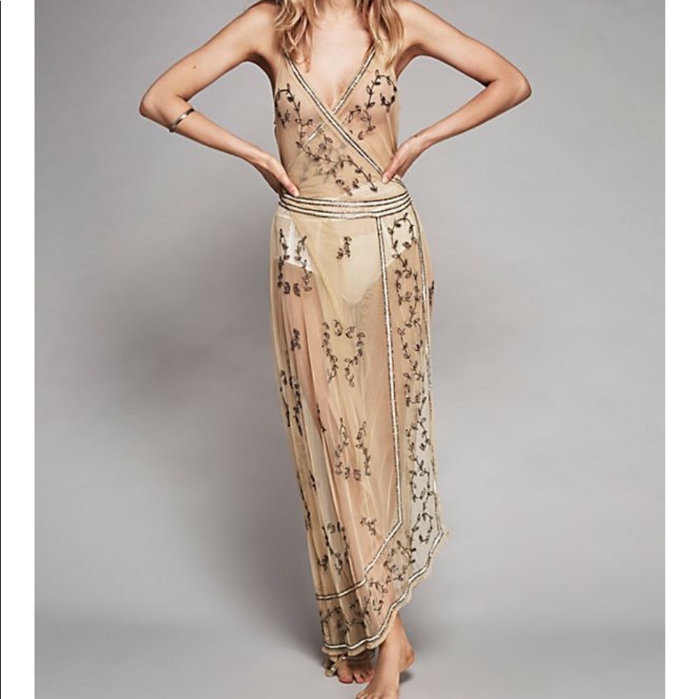 Free People Sky Fall Embellished Lace Maxi Dress